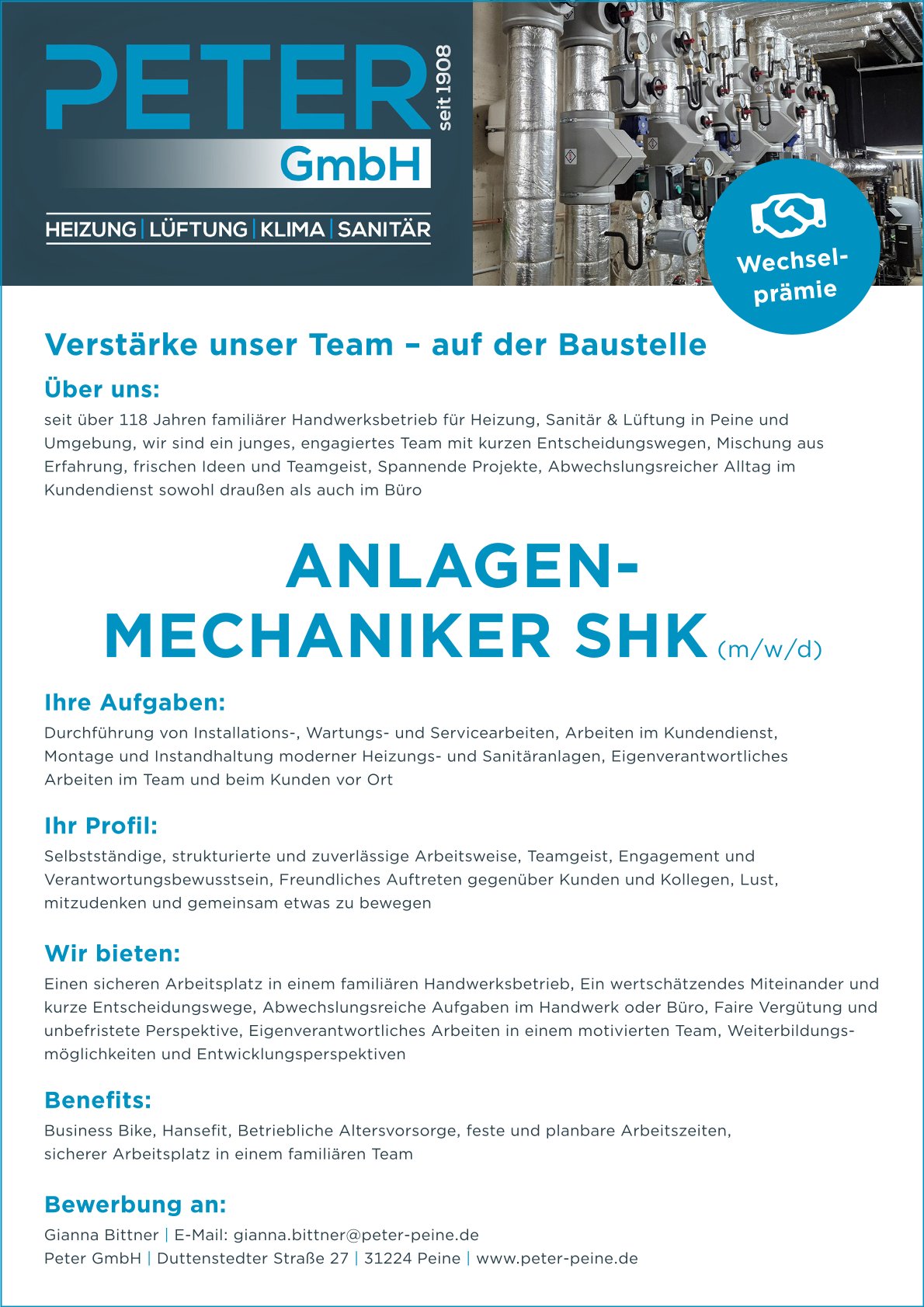 Anlagenmechaniker-Stellenangebot Anlagenmechaniker Stellenangebot
